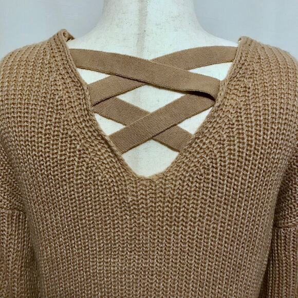 Ultra Flirt NWT Taupe Criss Cross Tunic Sweater Juniors L - Picture 8 of 11